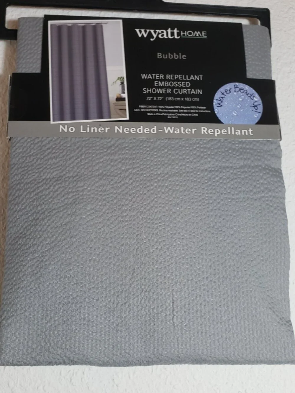 Wyatt Home Water Repellant Shower Curtain 72x72 Green No Liner Needed